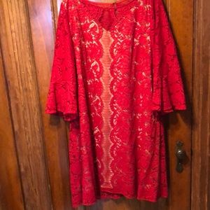 Red lace over nude lane Bryant dress size 26